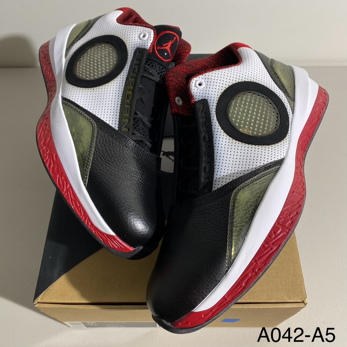 Size 12.5 - Air Jordan 2010 Black Varsity Red Sneakers Men 387358 