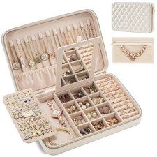 Travel Jewelry Case for Women Girls Organizer Box with Mirror  Clear Storage