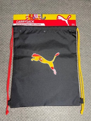 Puma Spain Carrysacks 18  X 14  Drawstring Bag With Cord Straps Black Yellow NEW
