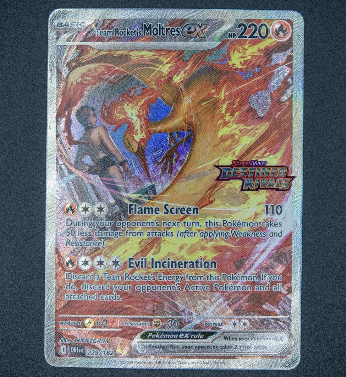 Team Rocket's Moltres ex 229/182 Full Art Secret Rare Pokemon Card