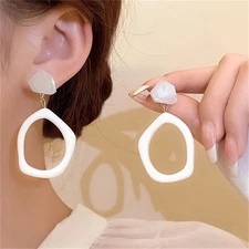 Fashion Acrylic Hollow Geometric Drop Dangle Earrings Stud Women Jewelry Gift
