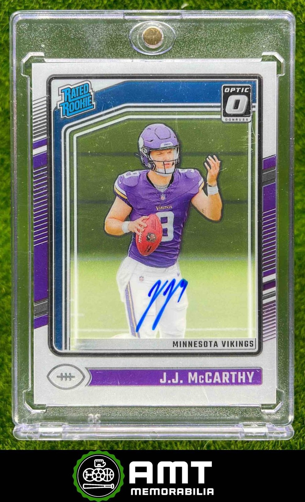 2024 Panini Donruss Optic J.J. McCarthy Rated RC RPS Auto 312/325 Vikings