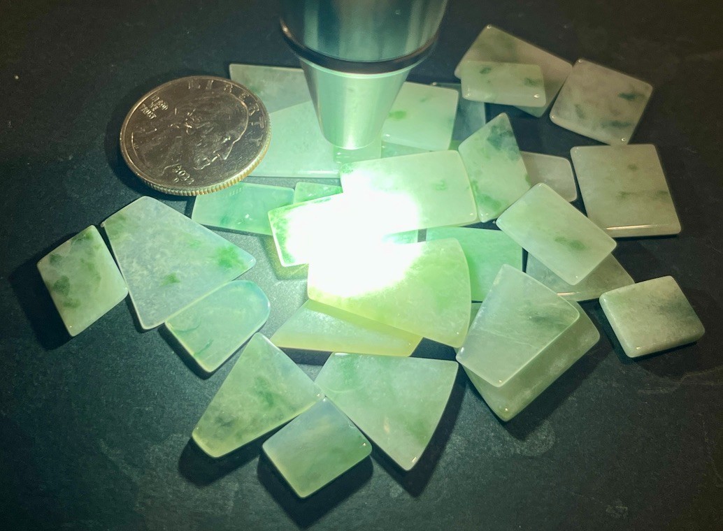 Polished Jadeite Green Cabochon Beads from Myanmar 190cts