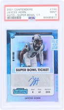 Jaycee Horn Panthers Signed 2021 Panini Contenders #144 #1/1 PSA 9 Rookie Card. rookie card picture