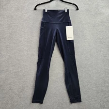 Lululemon Women Activewear Pants 2 Blue Lycra Nylon Align HR Pant 25 Yoga