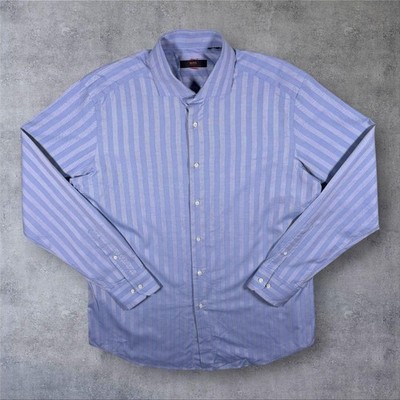 Hugo Boss Selection Hemd Cotonificio Albini Italienische Baumwolle Blau Gestreift XL