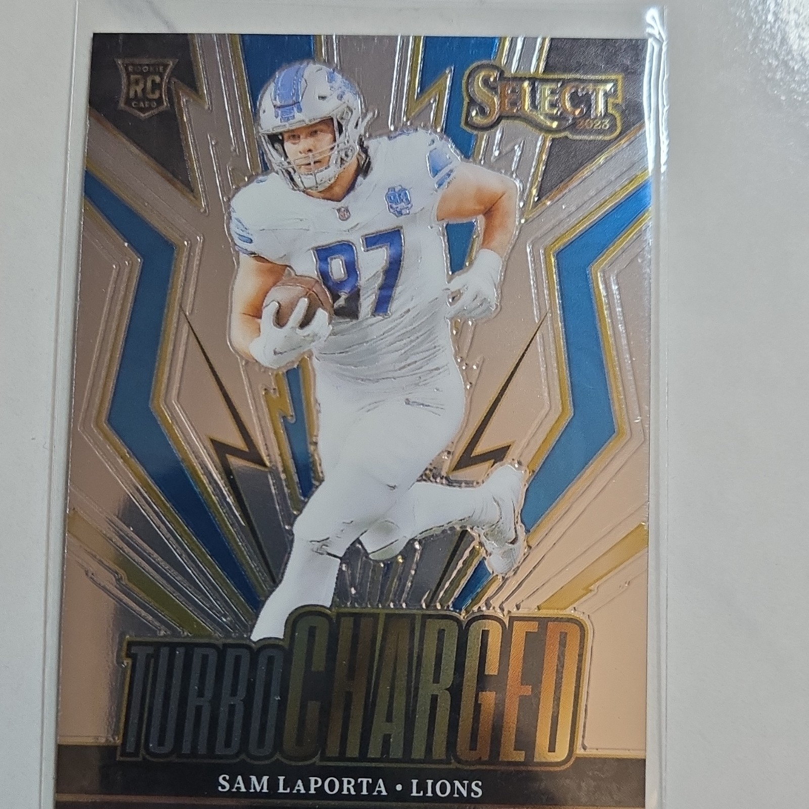 Panini 2023 Select Football Turbocharged Sam LaPorta Detroit Lions Rookie Insert
