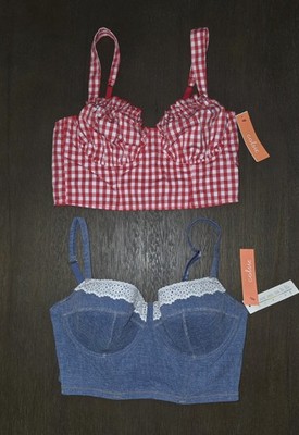 NEW LOT OF 2 COLSIE UNDERWIRE CORSET CROPPED BRALETTES SIZE M