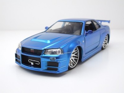 Nissan Skyline GT-R R34 2002 blau Brian Fast & Furious Modellauto 1:24 Jada Toys
