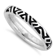 925 Sterling Silver Ancient Sign Stackable Ring