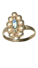 Vintage 925 Sterling Silver Mother of Pearl/Abalone Ring Made in Mexico Size 5