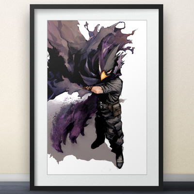 Tokoyami Art by Horikoshi - 11x17'' Print - My Hero Academia