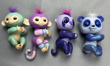 4 Fingerlings Interactive Wow Wee 5" Three Monkeys One Panda Bear Tested/work