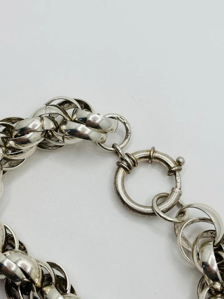 Vintage 925 Sterling Silver Heavy Rolo Belcher Link Bracelet 9” - Image 2 of 4