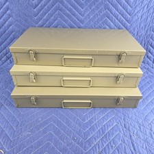 3x Logan Metal Deluxe Slide File Box no. 200 Holds 750 2" X 2" 35MM Slides
