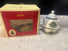 Spode Christmas Tree Cheer Tea for One teapot teacup NIB