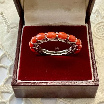 ALTER ETERNITY RING MASSIV SILBER/WEISSGOLD VERMEIL - ECHTE KORALLEN