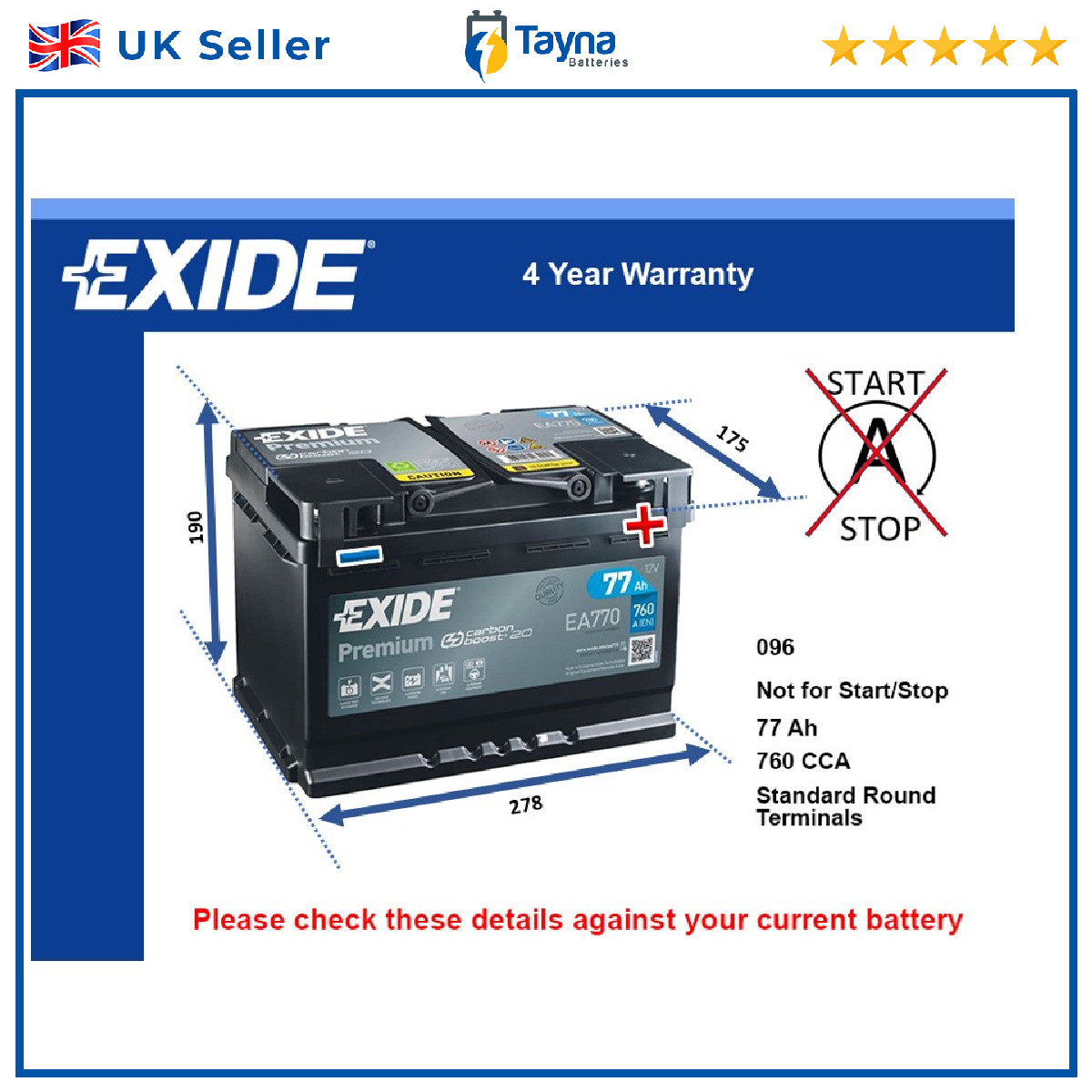 Battery fits VAUXHALL MOKKA ASTRA MERIVA CORSAVAN CORSA CASCADA 096 New