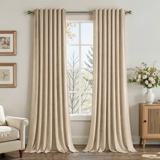 Beige Velvet Curtains 84 Inches Long for Bedroom Living Room Neutural Elegant...