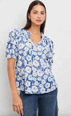 Rails Paris Blue Floral Top MEDIUM