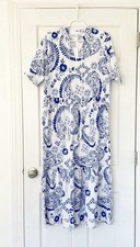 NWT Unbranded maxi dress size S blue white tassels