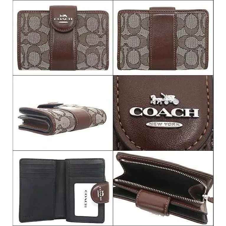 OFFER Coach Medium Corner Zip Wallet In Signature Jacquard (Signature Brown)
