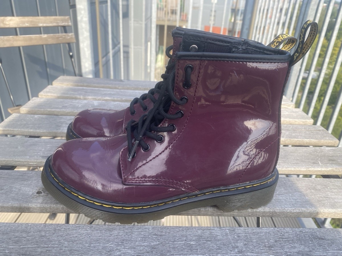 Vintage burgundy Purple Dr Martens Shiny Lace Up Boots
