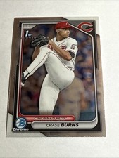 2024 1st Bowman Draft Chrome Prospect Base Chase Burns RC Reds Pack Fresh