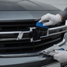 Water-Resistant Vinyl Chevy Bowtie Emblem Wrap - 11.8x4 Inches, Gloss Black