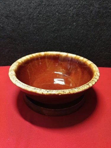 HULL POTTERY BOWL BROWN DRIP GLAZE 6.25” (W) USA