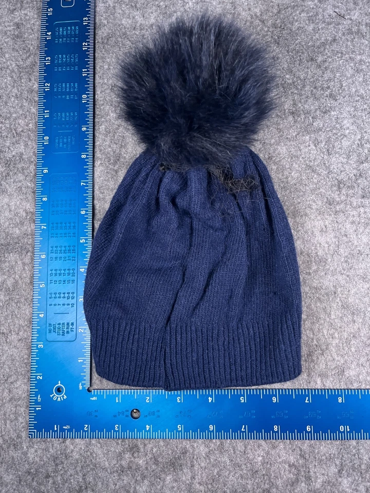 Aqua Beanie Toque Mujer Talla Única Azul Tejido Lana Mezcla Cachemira Pom Esquí Aire Libre Foto 4 de 4
