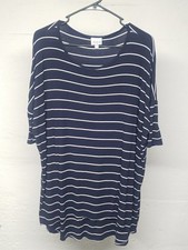 Lularoe Womens Short Sleeve Shirt Dress Medium Blue White Stripe