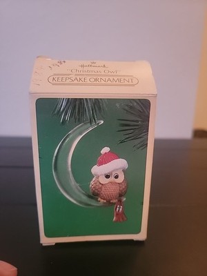 1984 Hallmark Christmas Owl on Moon Keepsake Ornament Vintage