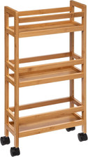 Well Home - Carrello Ausiliario in Bambù Con Ruote, 36 X 15 X 74,5 Cm, 3 Livelli