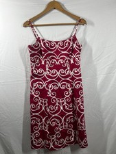 Ann Taylor Petites Red White Swirl Print Spaghetti Strap Sheath Dress Size 4