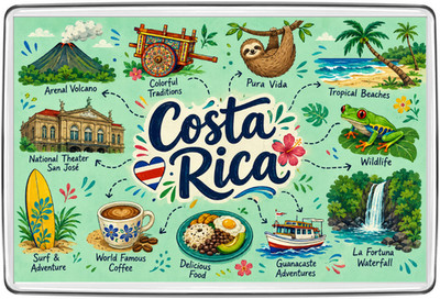 Costa Rica Tierwelt Vulkan Strand Kühlschrankmagnet Reise Souvenir Geschenk Deko Kunst
