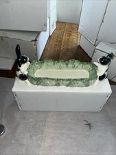 B. Fritz & Floyd Kensington Rabbit Lettuce Leaf  Cracker Tray Easter 14”x4"