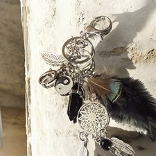 Boho Keyring Charms Feather For Purse, Bag Key Ring Chain Dream Catcher