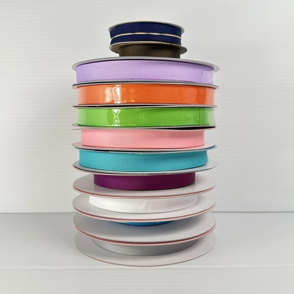 Large Lot of Solid Grosgain Ribbon 5/8" Various Colors - Rolls + Loose - Image 4 of 4