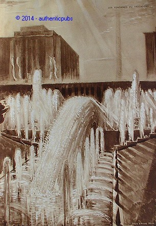 VIEUX PAPIER LES FONTAINES DU TROCADERO A PARIS SEPIA ANDRE MAIRE DE 1937 AD - Imagen 1 de 1