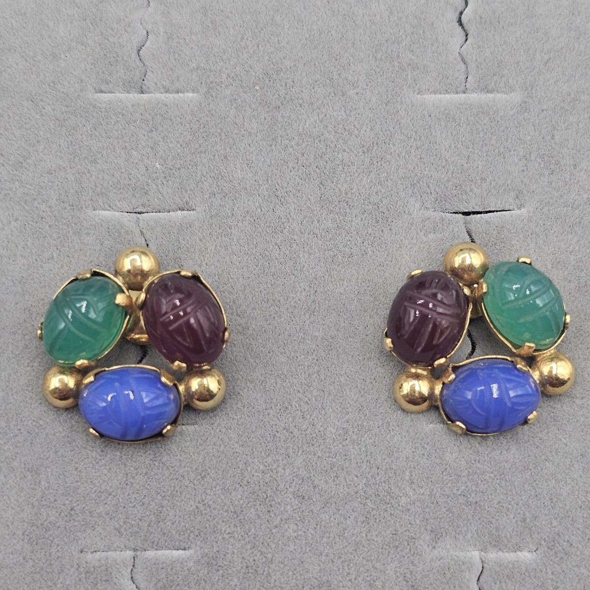 Vintage Uncas Curtis Creations Earrings 12k Gold Filled Scarab