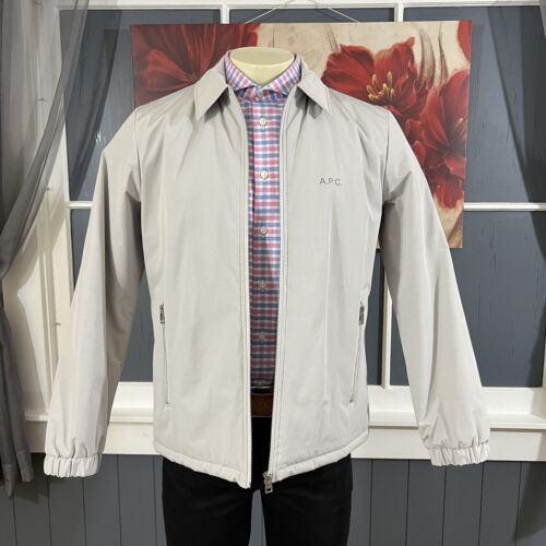 A.P.C. Men Sz Medium Lefty Zip Softshell Bomber Jacket Light Gray Full Zip - Picture 3 of 12