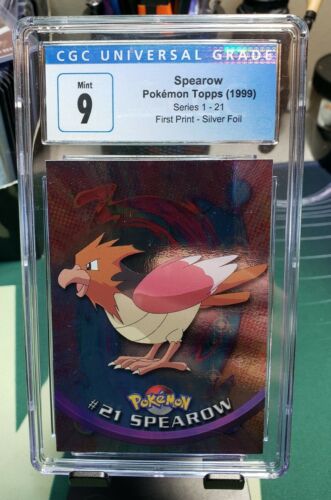 Spearow Silver Foil Topps Pokemon TV Animation Edition 1999 Series 1 - 21 CGC 9 - Picture 1 of 2