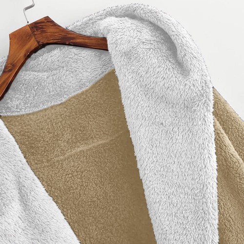 2023 Plush Warm Coat Women Colored Double-sided Plush Hooded Loose Cardigan Coat - Foto 20 di 27