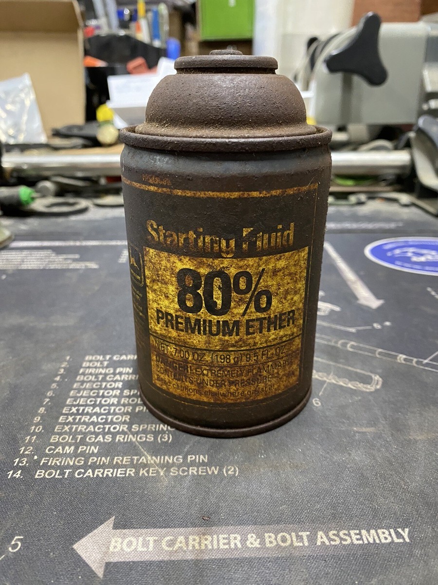 Vintage John Deere 80% Premium Ether Starting Fluid Can Decor