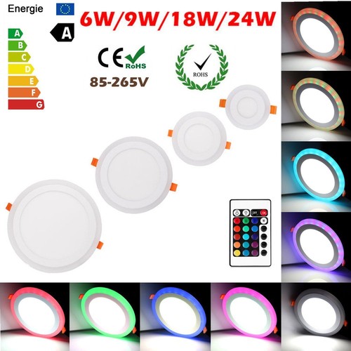 6W 9W 18W 24W Dual Color RGB LED Recessed Ceiling Panel Down Light Round /Square - Picture 8 of 9