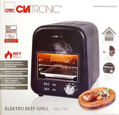 Clatronic EBG 3760 Beefer indoor, 850° Elektro Beef-Grill Elektrogrill 1600W NEU