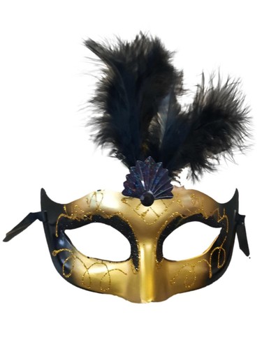15 Black and White Feather Masks Mardi Gras Masquerade Lot Silver Gold - Picture 4 of 9