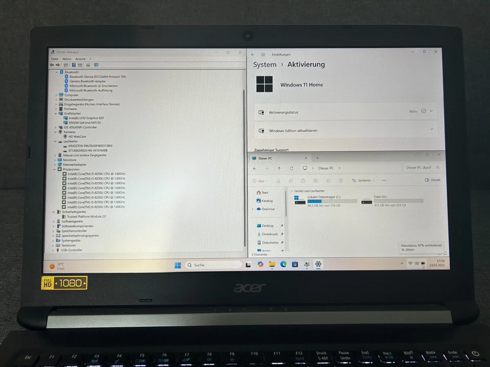 Acer Aspire A515-51G | i5-8250U | 8GB RAM | 1TB HDD + 128GB SSD | MX130 | 15.6" - Bild 3 von 4