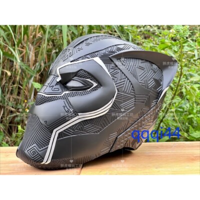 black panther motorcycle helmet skin Black Panther Erik Killmonger Leopard 2.0 Helmet Mask FRP Halloween Cosplay  Prop